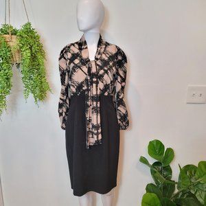 Anne Klein tan and black necktie dress 4